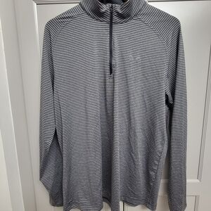 Under Armour Men's Long Sleeve Large Striped Gray Black Sport